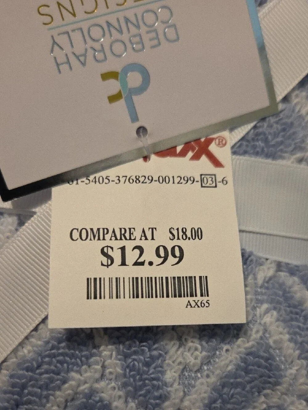 Pair Of Light Blue & White Hand Towels